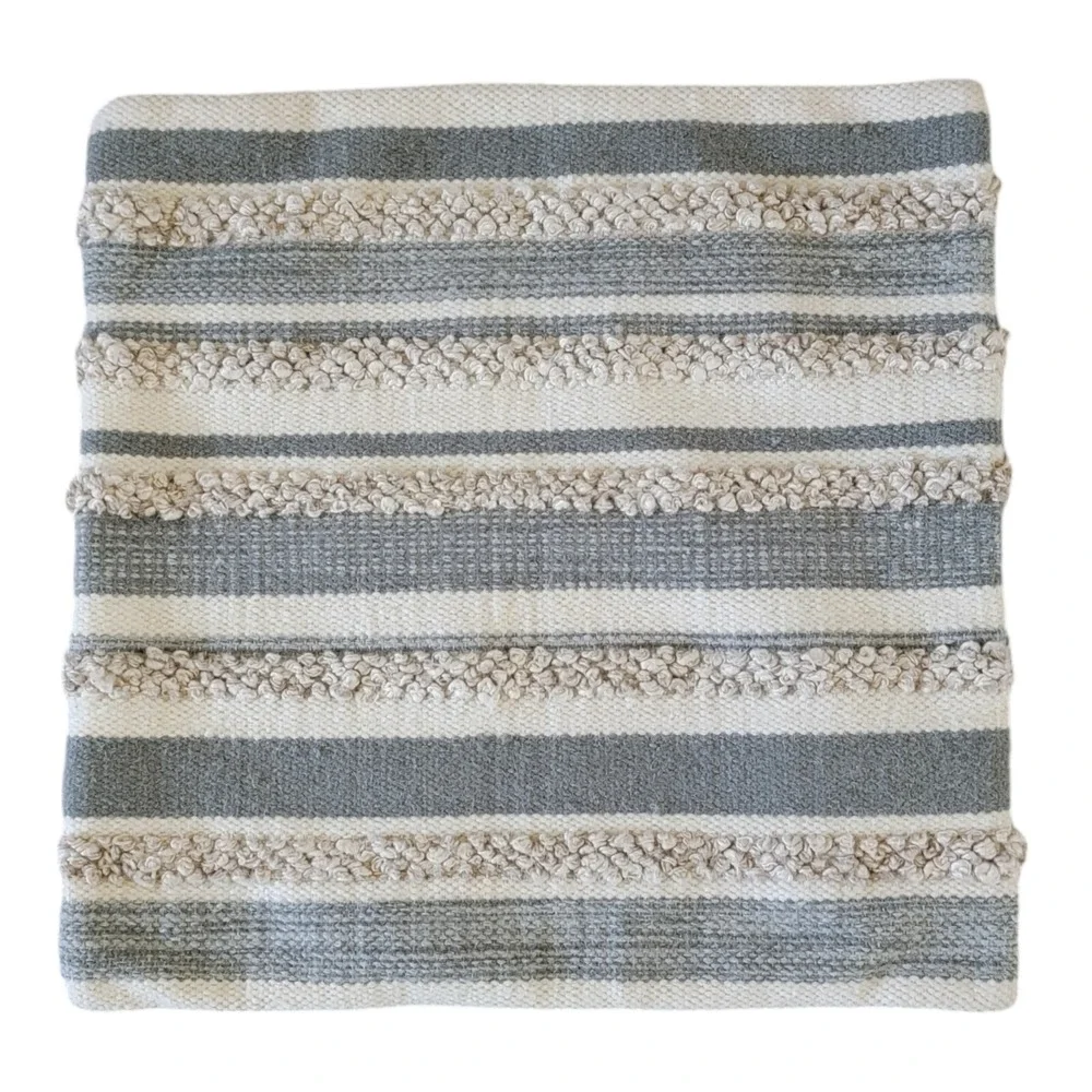 Magnolia Home Pillow Cover‎ Striped Wool Blend Nubby Neutral Boho Joanna Gaines